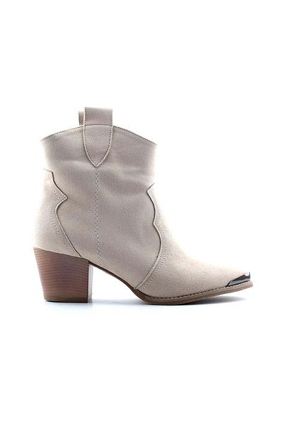 Pine Cone 403 Women's Canvas Heeled Boots Beige Nubuck