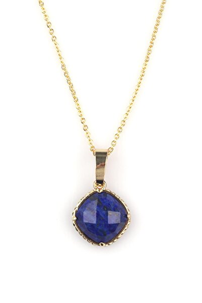 Alibaba Doğaltaş قلادة من حجر اللازورد الطبيعي باللون الذهبي