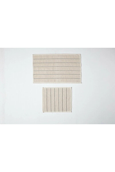 Doqu Home 2-Piece Bath Mat Cotton Arte Cream-Anthracite 60x100 cm/50x60 cm