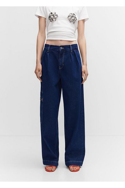 MANGO Woman Blugi cu picioare late cu buzunare