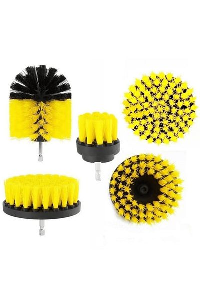 Ardinyo Set of 3 Bathroom Bathtub Shower Cabin Car Tire Seat Washing Cleaning Brush Attachable to Drill Bit