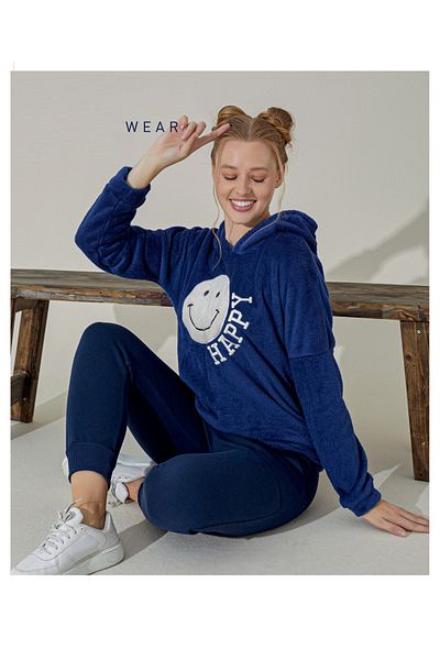 tissue Welsoft Hoodie Women's Tracksuit Set (Happy)