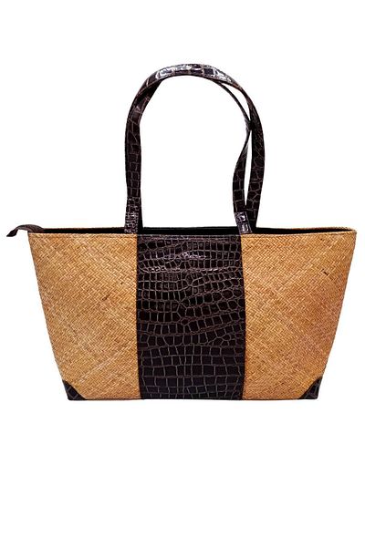 Dünyadan Hediyeler Straw Knitted Leather Decorated Hand Shoulder Bag No.9
