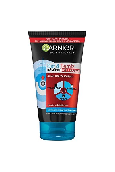 Garnier Pure & Clean Anti-Blackhead Charcoal 3 in 1 Peeling Mask 150 ml DKÜrün130