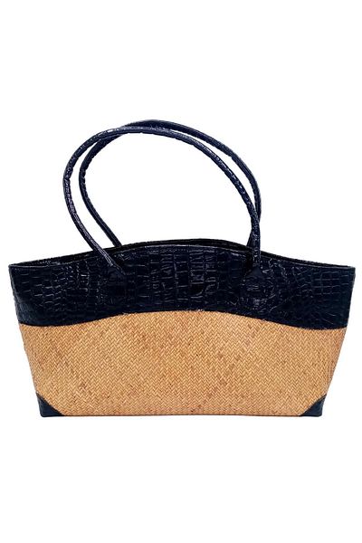 Dünyadan Hediyeler Straw Knitted Leather Decorated Hand Shoulder Bag No.11