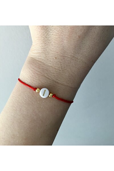 bygüneşaccessories I Harfli Boncuklu Kırmızı Ip Şans Bilekliği