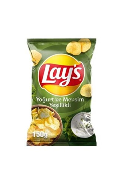 Lay's Yoğurt Mevsim Yeşillikleri Patates Cipsi Parti Boy 150 gr ( 12 ADET )