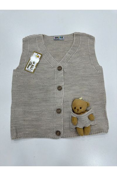 gogo bici Teddy Bear Detailed Boy's Knitwear Vest