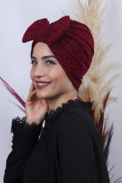 Nowa Scarf Dantelli Dış Bone Bordo