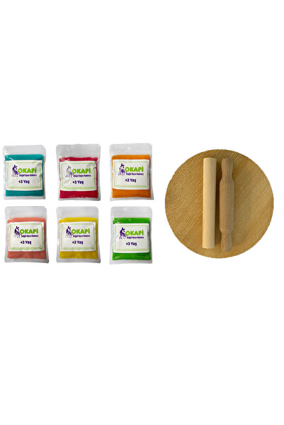 Okapi طقم من 6 قطع من العجين الطبيعي وطاولة