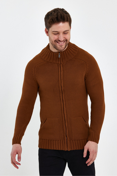 Livio Ferri Мъжки пуловер с цип и дебел джоб