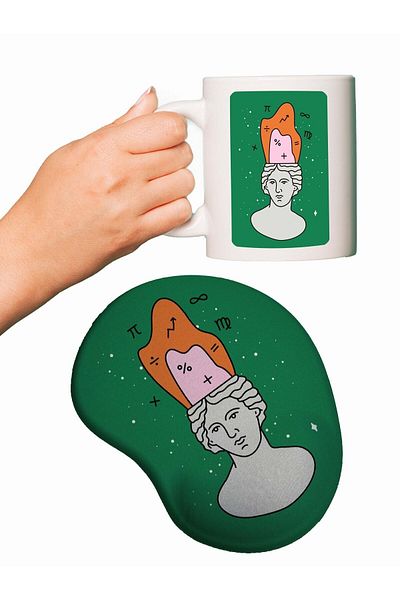 HobiShop Math Professor Printed Wrist Support Mouse Pad + Cup Mug