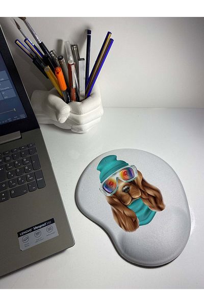 HobiShop Dog with Glasses Wrist Support Mouse Pad