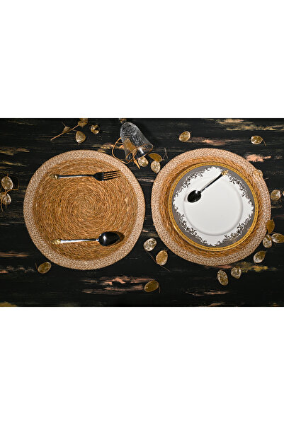 xmldünyası Doğal Hasır Supla 35cm 2 Adet Amerikan Tabak Altlığı Servis Örme S...