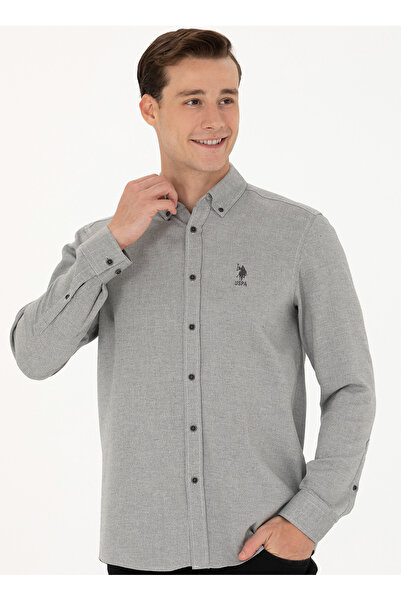 U.S. Polo Assn. U.S. Polo Assn. Regular Fit Düğmeli Yaka Antrasit Erkek Gömlek CORDU
