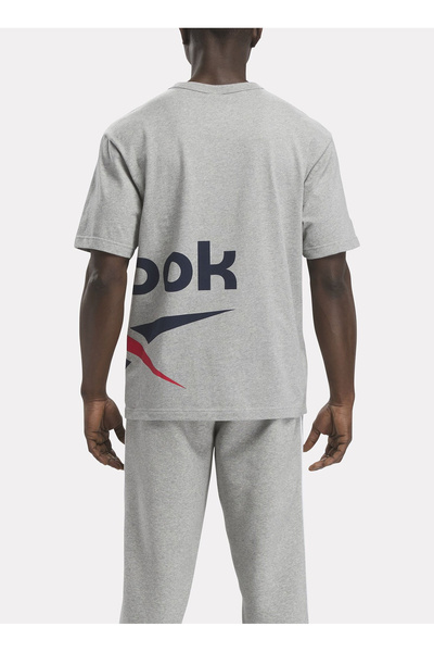 Reebok Γκρι μελανζέ μπλουζάκι με στρογγυλή λαιμόκοψη IM1605 SIDE VECTOR SS TEE