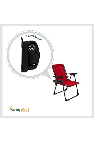 KS KampSeti Kırmızı 2 Adet Katlanır Kamp Sandalyesi-bardaklık Hediye-plaj Piknik Sandalyesi-m1 3 Kg Metal 2 Kiş