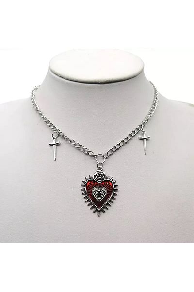 Köstebek Heart of Devil Eyes Gothic Necklace