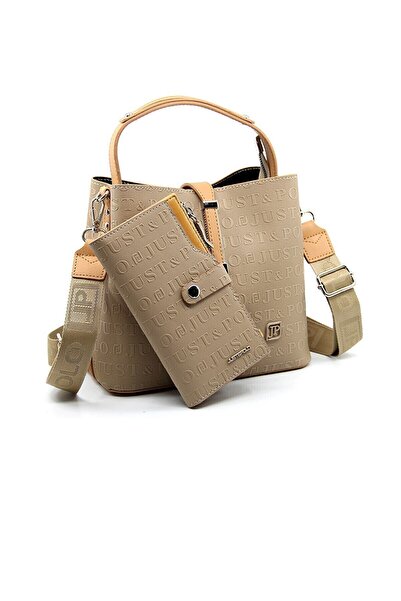 Just Polo s4 Orta Boy JP Gofraj Baskılı Kilit Detaylı 4 Bölmeli Kadın Omuz Ça...