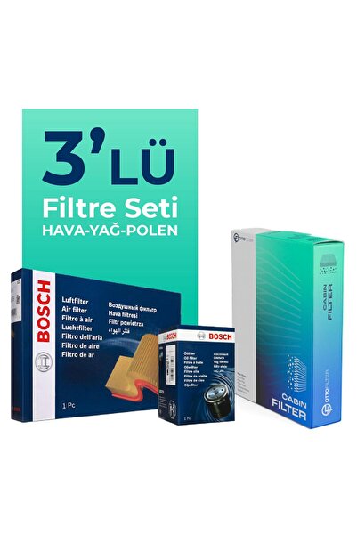 Bosch Ford Fıesta 1.4 Benzın Filtre Bakım Seti (2002-2008) Uyumlu 3 Lü Polen ...