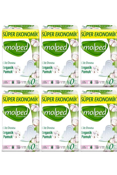 Molped Pure&soft Hygienic Pad Super Economical Long 18 Pieces 6 Pieces