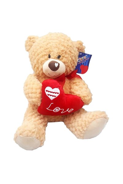 Halley Oyuncak Burnu Kalp Nakışlı Ayı PL62564 30 Cm