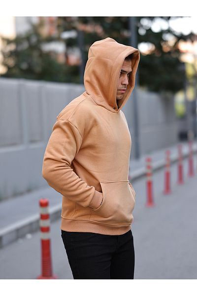 Kozik Ανδρικό φούτερ με κουκούλα με κουκούλα ανδρικό λευκό Full Oversize Τσέπη καγκουρό με 3 νήματα