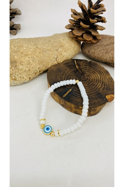 Porsuk Alternatif خرزة زجاجية مصنوعة يدوياً، سوار نسائي مطاطي