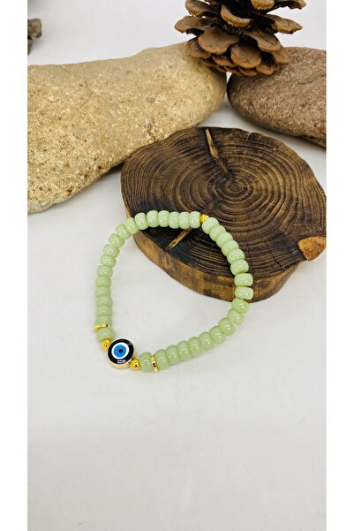 Porsuk Alternatif خرزة زجاجية مصنوعة يدوياً، سوار نسائي مطاطي