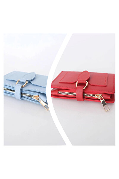 Everglow Jewelry Kadın Tokalı Çıtçıt Kapamalı Cüzdan Bebek Mavisi Set