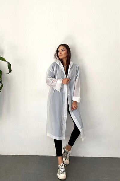 ÖNDER MODA Γυναικεία Ανδρικά κουκούλα Eva Raincoat Windbreaker με κουμπωτά