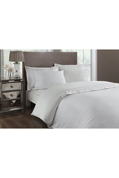 Taç Σετ Παπλωματοθήκη Σατέν Delux Διπλό Sandrino Λευκό Χωρίς Λάστιχο 200 εκ. ...