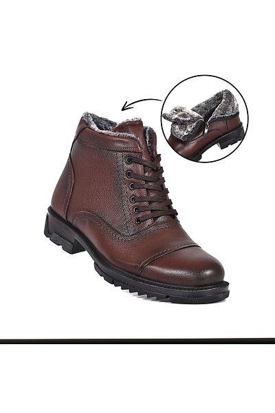 Cem Pekşen Ανδρικές μπότες από γνήσιο δέρμα Swat Life 4250 Brown