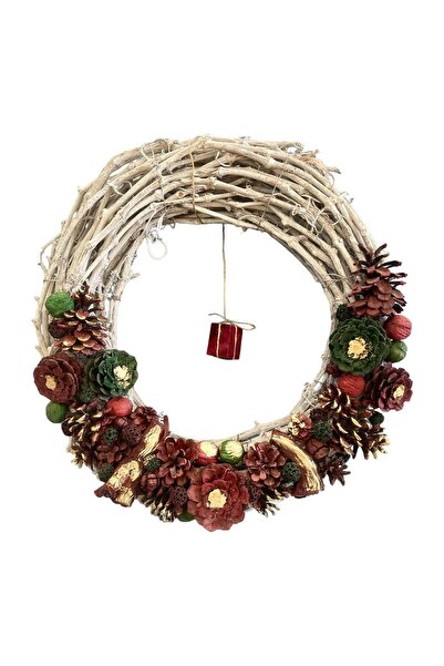 ART PINE YILBAŞI BÜYÜK KAPI SÜSÜ 50CM - NATURAL - NOEL - PARTİ EĞLENCE ASMA Ç...