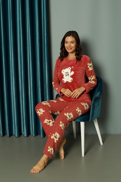 TAMPAP Dámský zimní fleecový pyžamový set plyšový vzor Tampap 312358