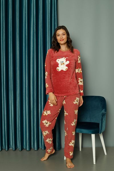TAMPAP Dámský zimní fleecový pyžamový set plyšový vzor Tampap 312358