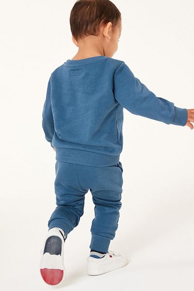 Next Baby 100% Cotton Mid Blue Sweatshirt Jogger Top and Bottom Set