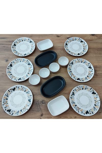 Keramika Set Breakfast Love 14 Pieces for 6 People