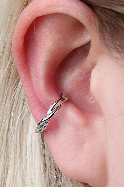 depozoom Gümüş Kaplama Ayarlanılabilir Sıkıştırılabilir Conch Orbital Earcuff...