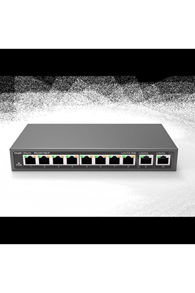 RUIJIE -Reyee RG-ES110D-P 8 Port Poe+ 10-100 Mbps 2 Port 10-100-1000 Mbps Uplink Switch Çelik Kasa