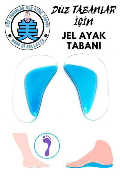 Modo Di Bellezza Ark Desteği Jel Düz Tabanlık Silikon Ayak Tabanı Boşluk Dold...