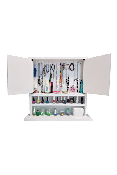 First Mobilya Karanfil 2k - Aynasız - Çok Amaçlı - Aksesuar - Hediyelik Takı Dolabı - Beyaz