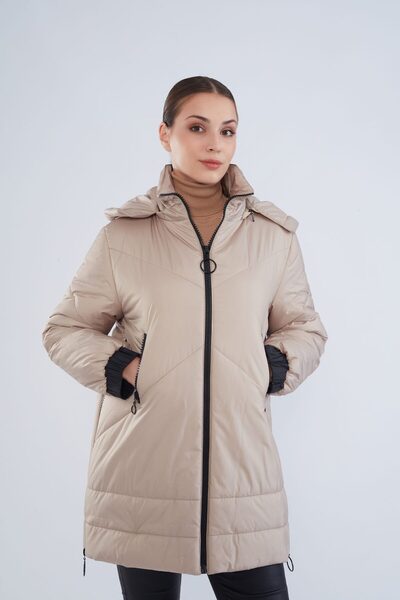 Trenç Fermuar Detaylı Şişme Kaban 5567