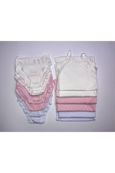 Poli Underwear طقم رياضي بناتي مكون من 6 قطع من قماش الجاكار بحبل