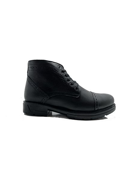 Ehil 72518 Black Genuine Leather Men's Boots with Fur Inside and Zipper