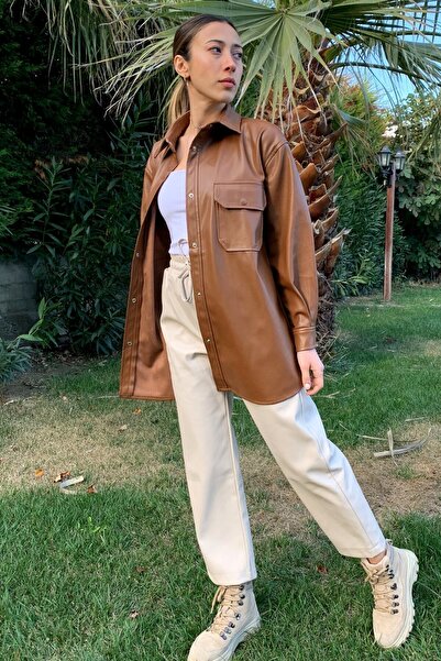 ELİSA Oversize kožená košile