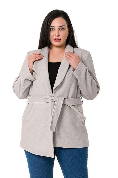 DISENTIS MODEST Jachetă cu tăietură asimetrică, căptușită cu curea, color piatră