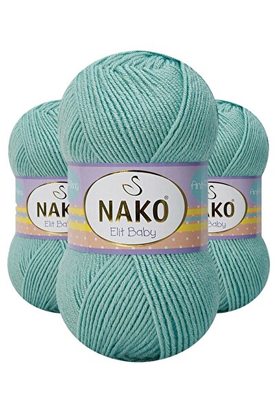 NAKO 3 Adet Elit Baby Renk:10482 (AZUR YEŞİLİ) Anti-pilling El Örgü Ipi/bebek...