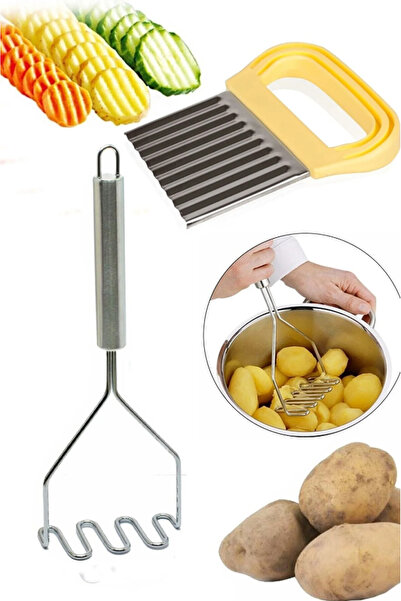 Hilamingo Home Chips Cooper Şekilli Cips Kesici & Paslanmaz Çelik Patates Ezici