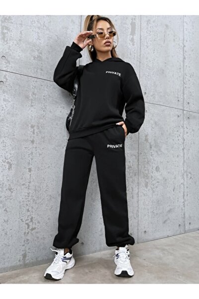 BYMEER Σετ φόρμας Unisex με κουκούλα, μαύρη ιδιωτική στάμπα